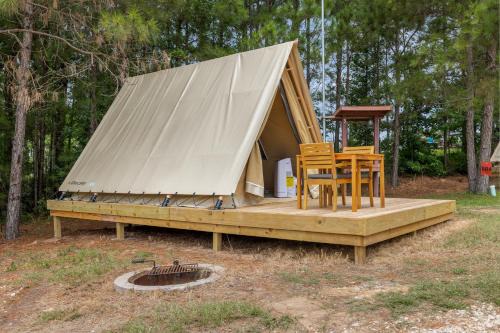 Cozy A-Frame Glamping Surrounded by Piney Woods
