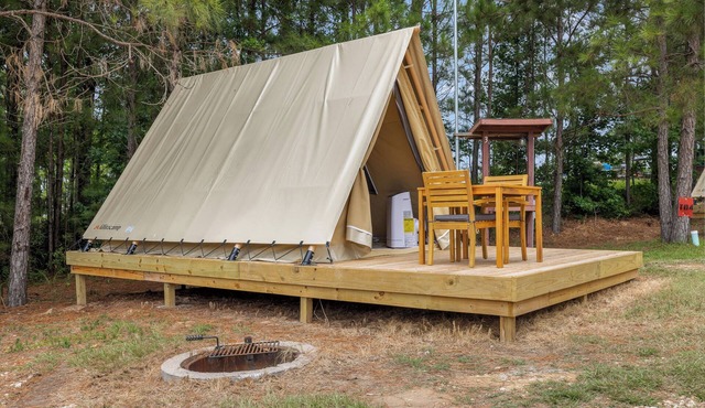 Cozy A-Frame Glamping Surrounded by Piney Woods