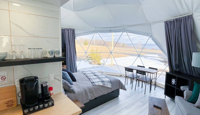Cozy and luxurious Emerald Glamping Dome with panoramic views. Fully Accessible
