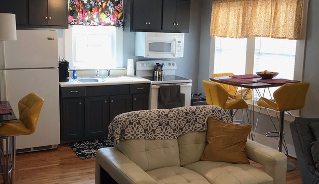 Cozy apartment overlooking the night lights of Augusta. Small but big on comfort