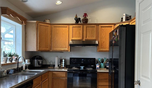 Cozy bedroom with shared bathroom