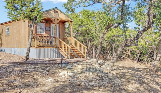 Cozy Blanco Cabin | Hill Country Views, Fire Pit, Porch & Streamlined Comfort
