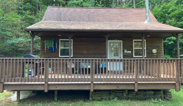 Cozy Cabin in the woods 2 br + 1 loft br, 1 bath. Large deck, beautiful views