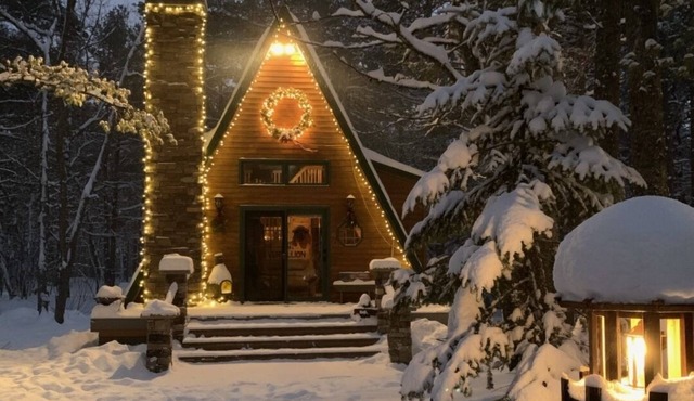 Cozy Cabin nestled in the woods on all season road seconds from the trail system