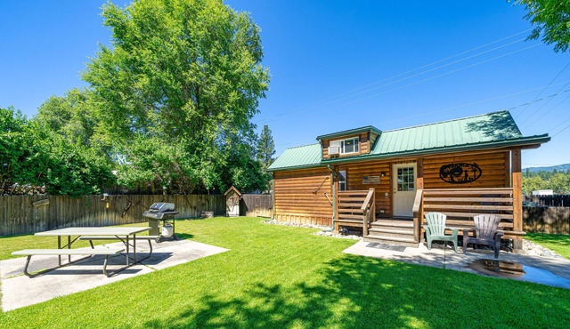 Cozy cabin on the edge of town.