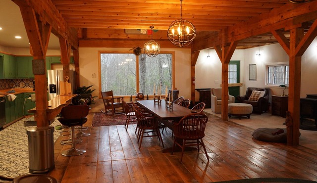 Cozy cabin, sleeps 8, on 50 private acres, with streams, meadows, and woods.