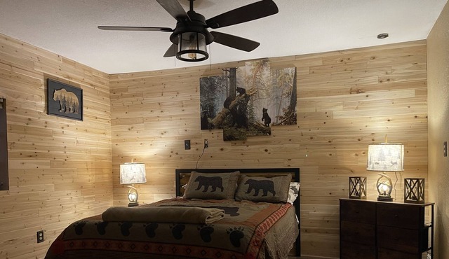 Cozy cabin theme on a lake( long term specials)