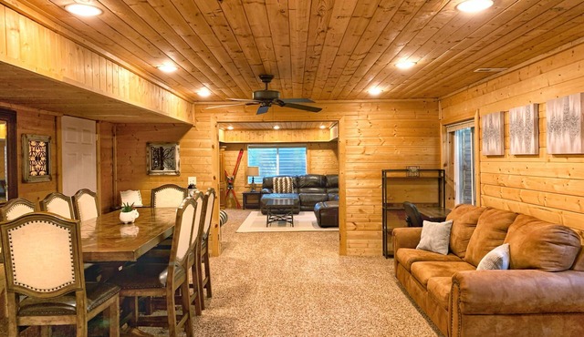 Cozy Cabin Themed Basement