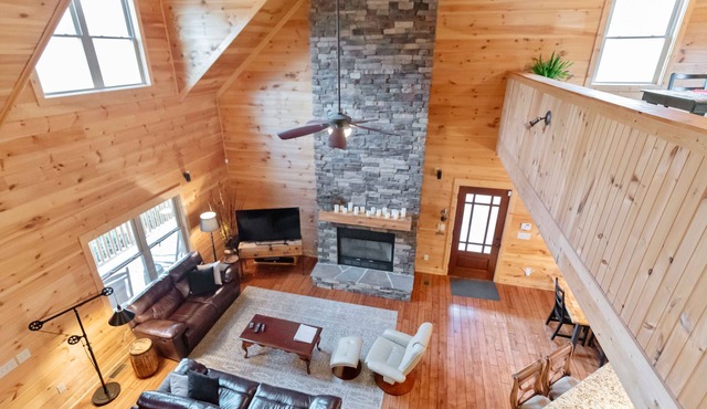 Cozy cabin with indoor fireplace