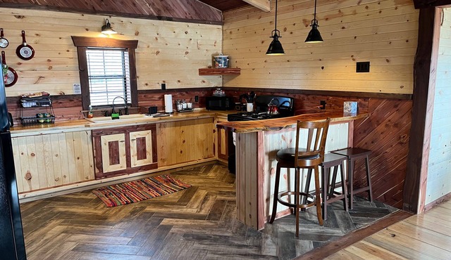 Cozy cabin with mountain views on small family farm