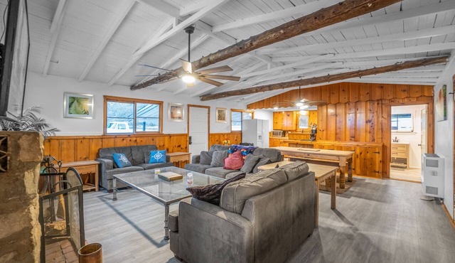 Cozy cabin with historic charm and large fireplace