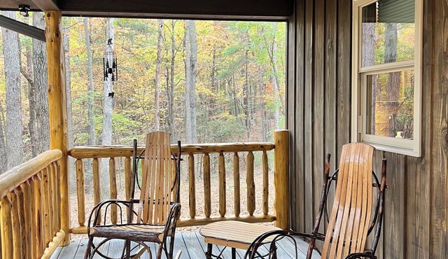 Cozy cabin with WiFi, gas logs, AC, and big window to watch wildlife in State Rd