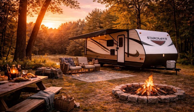 Cozy Camper Rental @ Emrick Lake - Sleeps 4-5 - Family Friendly Glamping Retreat