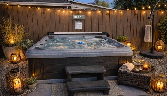Cozy & Cheerful w/Hot Tub, Hammocks, Fenced Yard, & BBQ! Near Airport & DT!