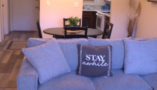 Cozy condo, walking distance to trails, shops, restaurants, fitness center.n