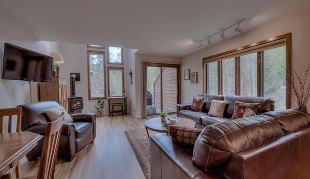 Cozy Creekside Retreat Walk to Main Street Mountain Views & Fireplace
