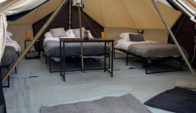 Cozy Hot Tent with Log Burner & Hot Tub Right Tent