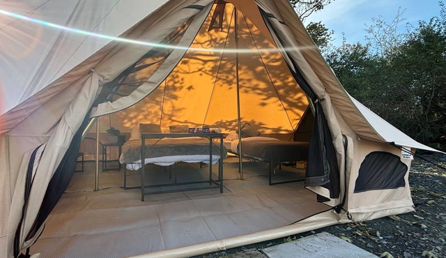 Cozy Hot Tent With Log Burner & Hot Tub Right Tent