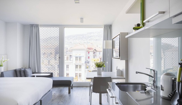 Cozy hotel in charming Vevey with fitness room, WiFi, AC