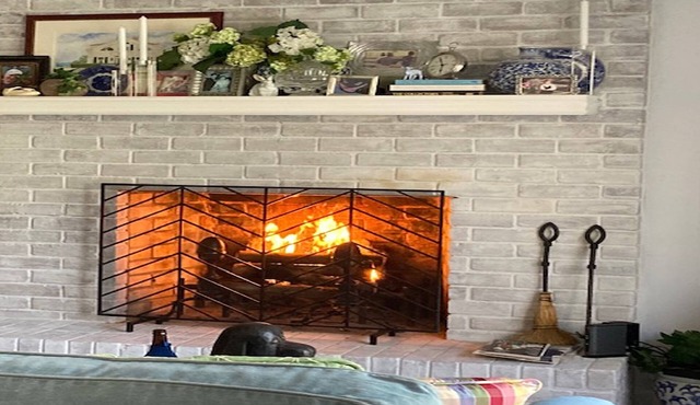 Cozy Indoor Fireplace on the Lake
