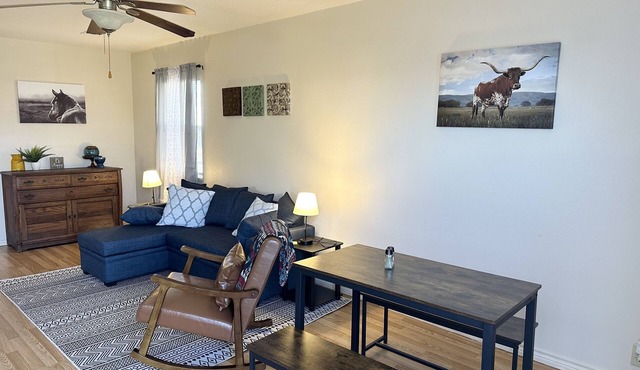 Cozy modern small town apartment pet and child friendly large parking