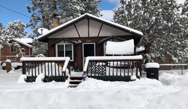 Cozy Quiet wooden cabin in enchanting Big Bear, AC, Heat, WiFi, King bed, pet fe