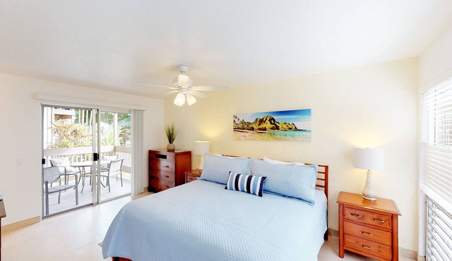 Cozy studio with a furnished lanai, shared pool, hot tub, & BBQs