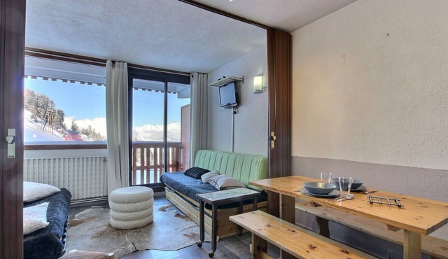 Cozy studio with balcony and Mont-Blanc view in La Plagne