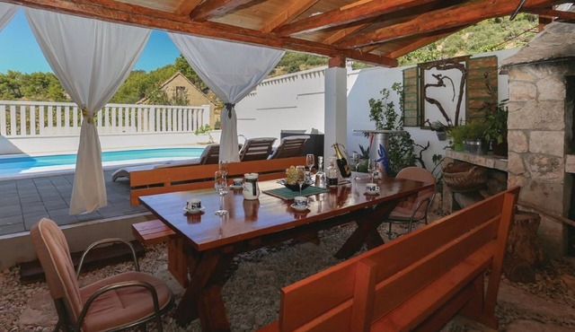 Cozy summer holiday house with a private pool and terrace