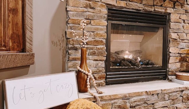 Cozy two bedroom cottage with indoor fireplace.