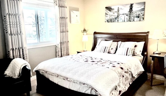 Cozy Walkout suite with King bed, Kitchen, Parking & Patio