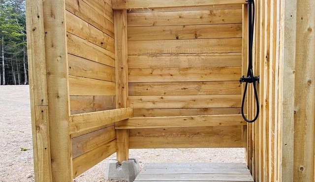 Cozy waterfront property nestled amongst spruce trees.nPet friendly.