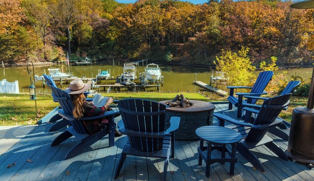 Cozy Waterfront Retreat w/Dock, Hot Tub, Fire Pit, Game Room, Pet Friendly