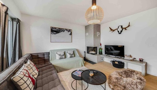 Crans center with fireplace and parking