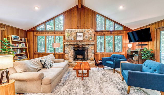 Creek Access & Deck: Family Pocono Pines Cottage