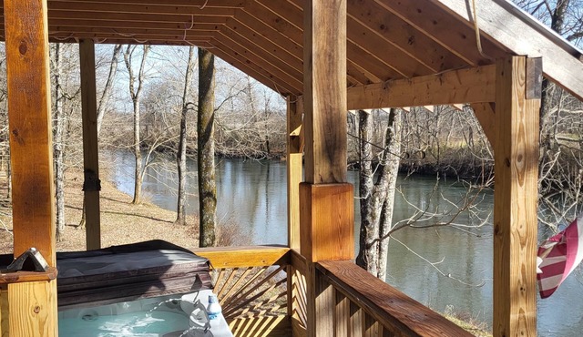 CreekView Cabin is very private overlooking Shoals Creek wJacuzzi & more