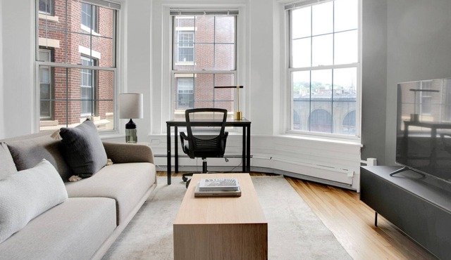 Cute Brookline 1BR w/ Gym, steps to Green Line, by Blueground