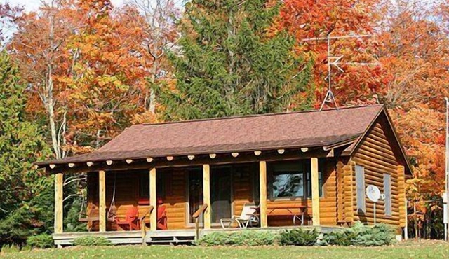 CUTE LOG CABIN WITH SHARED FRONTAGE ON TORCH LAKE