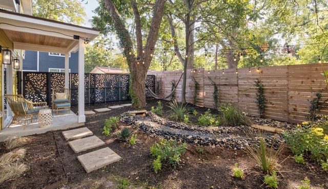 Cute New House tucked at back of lot. Located between Crestview and North Loop.