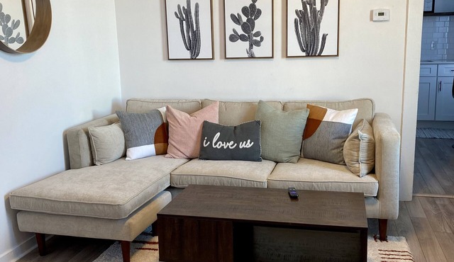 Cute remodeled 2 bedroom with office, long drive way, and 75” TV.