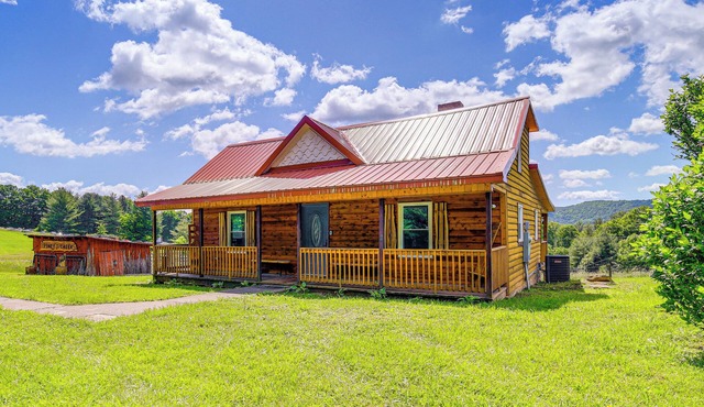 Deck & Scenic View: Historic Cabin in Piney Creek!