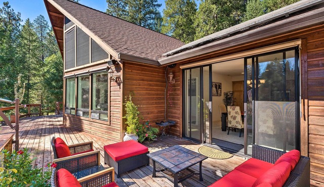 Deck & Views: Lush A-Frame Cabin in Pioneer!