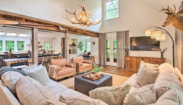 Deck w/Fireplace: Pet-Friendly Lake Lure Retreat