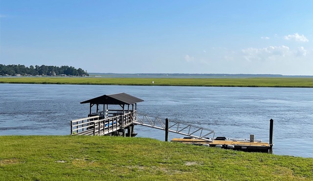 Deepwater retreat with dock and unobstructed views of the North Newport River!