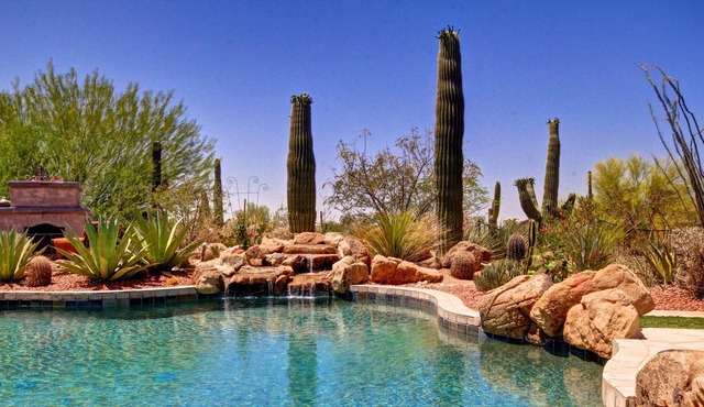 Desert retreat in luxuriously fenced