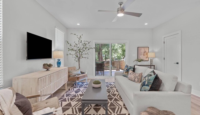 Design-Forward 3BR: King Suite, Pet-Friendly Fenced Yard, Office, Near Greenway