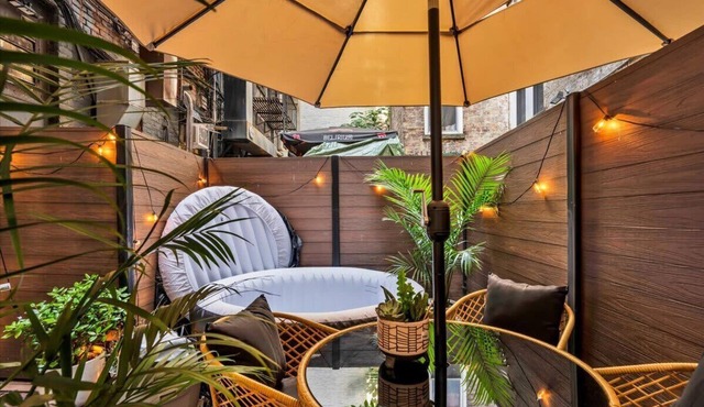 Designer 1BR W Private Garden Plus Hot Tub