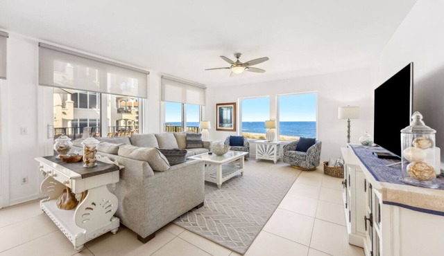 Designer aesthetic with calming sea-foam palette.