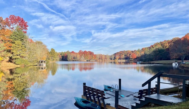 Direct Lakefront Connestee Falls- Views + private dock + 4 kayaks + flat yard