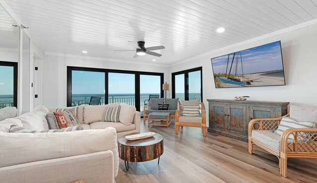 Direct oceanfront 2/2 with a large balcony, heated pool, and beach access
